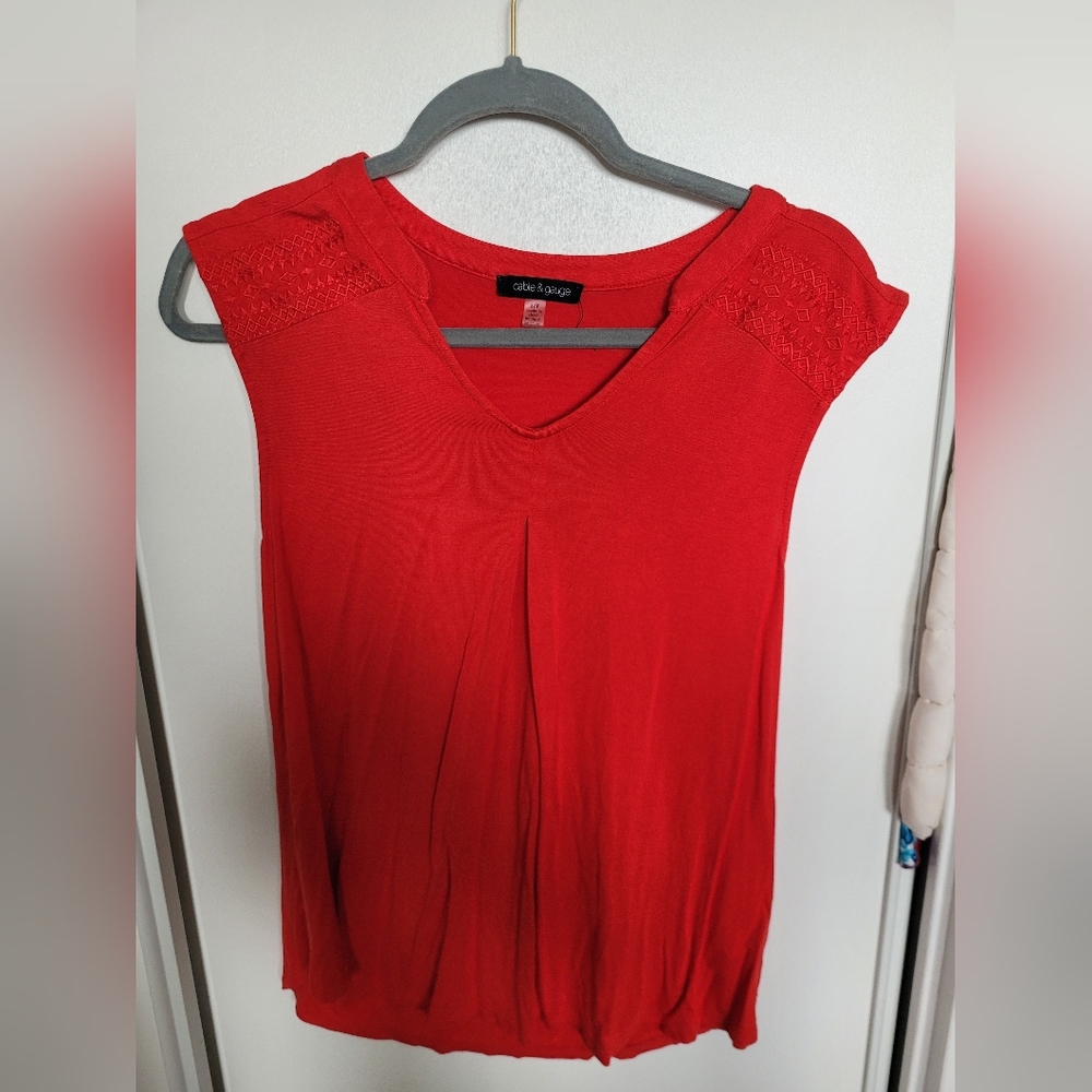 Cabbage and Gauge Red RecLace Sleeve Top
